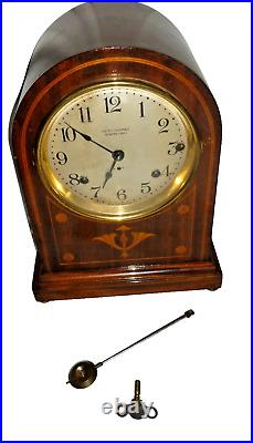 Antique 1910s Seth Thomas Sonora Chime 5 Bells Mantel Clock Inlaid Case