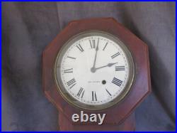 Antique 1917A Seth Thomas Wall Clock Wood Case Pendulum withKey cl