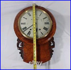 Antique 19th Century H Dufner Seth Thomas Walnut Burl Drop Dial Wall Clock Antique 19th Century H Dufner Seth Thomas Walnut Burl Drop Dial Wall Clock