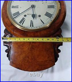 Antique 19th Century H Dufner Seth Thomas Walnut Burl Drop Dial Wall Clock Antique 19th Century H Dufner Seth Thomas Walnut Burl Drop Dial Wall Clock