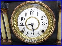 Antique 8 Columns Adamantine Seth Thomas Mantle Clock With Key