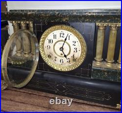 Antique 8 Day Seth Thomas Adamantine Mantle Chime Clock Working Art Nouveau