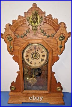 Antique 8 Day Seth Thomas City Series Eastlake Shelf Mantle Clock Working Alarm