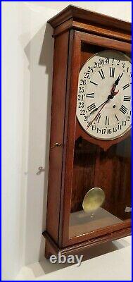 Antique 8 Day Seth Thomas Office Calendar Regulator Wall Clock 35 In Tall Works