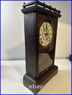 Antique 8-Day Seth Thomas Omaha City Clock With Key NO WEIGHT