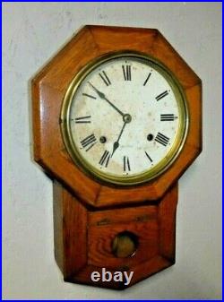 Antique 8 Day Seth Thomas Short Drop Wall Regulator Chime Clock Working Mvt. 89k