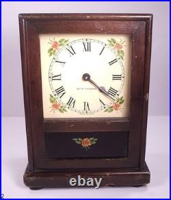 Antique 8 Day Seth Thomas Standish Automatic Alarm Wood Mantle Clock Works
