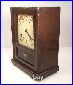Antique 8 Day Seth Thomas Standish Automatic Alarm Wood Mantle Clock Works