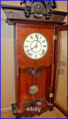 Antique 8 Day Time Strike Seth Thomas PANAMA Wall Clock Cherry