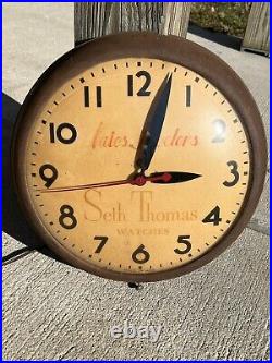 Antique Advertising Wall Clock Seth Thomas Watches Store General Time Corp VTG