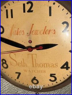 Antique Advertising Wall Clock Seth Thomas Watches Store General Time Corp VTG
