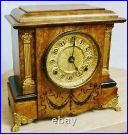 Antique American 8 Day Striking Walnut & Gilt Metal Seth Thomas Mantel Clock