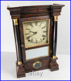 Antique American Seth Thomas Rosewood Veneer Column Shelf Clock Great Look