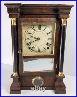 Antique American Seth Thomas Rosewood Veneer Column Shelf Clock Great Look