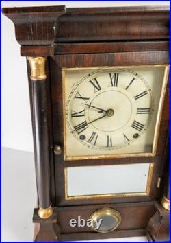 Antique American Seth Thomas Rosewood Veneer Column Shelf Clock Great Look