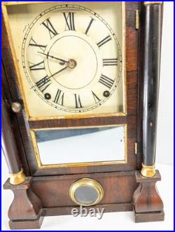 Antique American Seth Thomas Rosewood Veneer Column Shelf Clock Great Look
