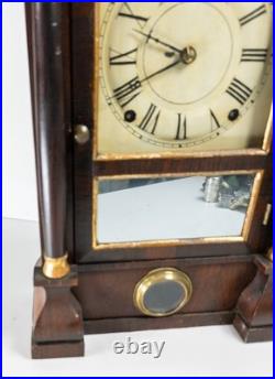 Antique American Seth Thomas Rosewood Veneer Column Shelf Clock Great Look