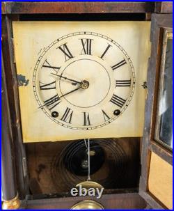 Antique American Seth Thomas Rosewood Veneer Column Shelf Clock Great Look