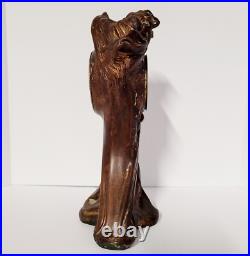 Antique Art Nouveau Bronze Lady Clock By Seth Thomas #c1