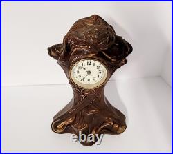Antique Art Nouveau Bronze Lady Clock By Seth Thomas #c1