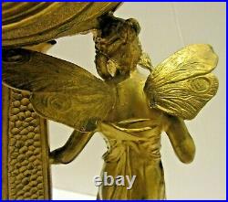 Antique Art Nouveau Seth Thomas Mantel Clock Bronzed Gilt Figural Fairy Cherub