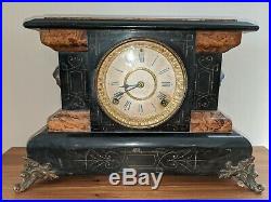 Antique Black Seth Thomas Mantel Clock Label #102 Eastlake style Rare