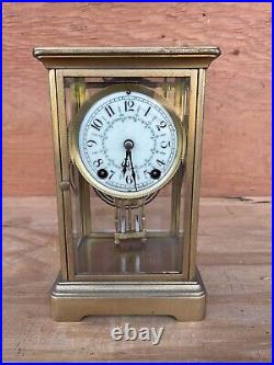 Antique Brass Gold Mantle Clock French Victorian New Haven