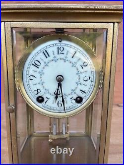 Antique Brass Gold Mantle Clock French Victorian New Haven