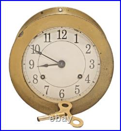 Antique Brass Seth Thomas Chelsea Ships Bell Clock With Key