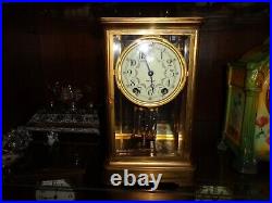 Antique Brass Seth Thomas Crystal Regulator Clock Working