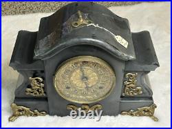 Antique Brass Seth Thomas Mantel Clock Rare With Key