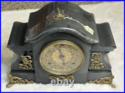 Antique Brass Seth Thomas Mantel Clock Rare With Key