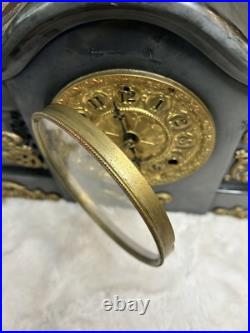 Antique Brass Seth Thomas Mantel Clock Rare With Key