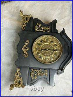 Antique Brass Seth Thomas Mantel Clock Rare With Key