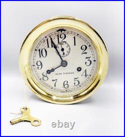 Antique Brass Ship's Maritime Clock + Key by Seth Thomas USA circa 1910 Antique Brass Ship's Maritime Clock + Key by Seth Thomas USA circa 1910