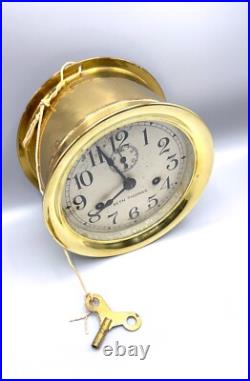 Antique Brass Ship's Maritime Clock + Key by Seth Thomas USA circa 1910 Antique Brass Ship's Maritime Clock + Key by Seth Thomas USA circa 1910