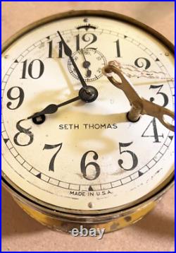 Antique Brass Ship's Maritime Clock + Key by Seth Thomas USA circa 1910 Antique Brass Ship's Maritime Clock + Key by Seth Thomas USA circa 1910