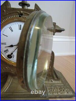 Antique CAST IRON & FIGURAL mantel clock rare SETH THOMAS & SONS 1800's