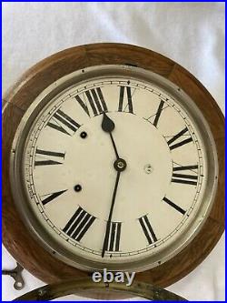Antique C. 1800s Antique Seth Thomas 16 Oak Wall Gallery Round Clock Works