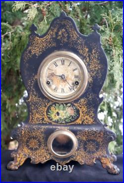 Antique C 1860 American Clock Co IRON FRONT Parlor Mantle Clock VIDEO RUNS Antique C 1860 American Clock Co IRON FRONT Parlor Mantle Clock VIDEO RUNS
