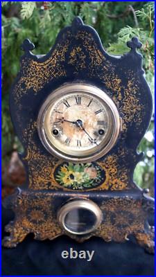 Antique C 1860 American Clock Co IRON FRONT Parlor Mantle Clock VIDEO RUNS Antique C 1860 American Clock Co IRON FRONT Parlor Mantle Clock VIDEO RUNS