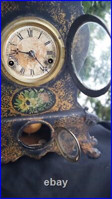 Antique C 1860 American Clock Co IRON FRONT Parlor Mantle Clock VIDEO RUNS Antique C 1860 American Clock Co IRON FRONT Parlor Mantle Clock VIDEO RUNS