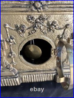 Antique C 1860 American Clock Co LION HEAD Iron Front Mantle Clock SEE VIDEO