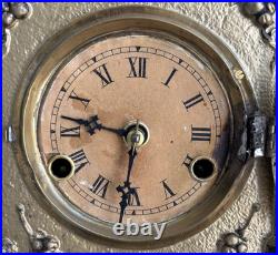 Antique C 1860 American Clock Co LION HEAD Iron Front Mantle Clock SEE VIDEO