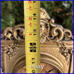 Antique C 1860 American Clock Co LION HEAD Iron Front Mantle Clock SEE VIDEO