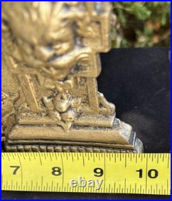 Antique C 1860 American Clock Co LION HEAD Iron Front Mantle Clock SEE VIDEO