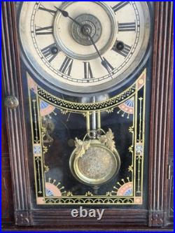 Antique C 1880 New Haven Mantle Parlor Alarm Clock VIDEO UNUSUAL VERY FANCY