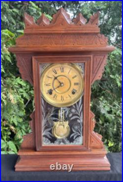 Antique C 1885 Gilbert LEOPARD Gingerbread Mantle Parlor Clock VIDEO FANCY Antique C 1885 Gilbert LEOPARD Gingerbread Mantle Parlor Clock VIDEO FANCY