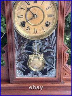 Antique C 1885 Gilbert LEOPARD Gingerbread Mantle Parlor Clock VIDEO FANCY Antique C 1885 Gilbert LEOPARD Gingerbread Mantle Parlor Clock VIDEO FANCY