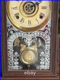 Antique C 1890 Gilbert HYENA Gingerbread Mantle Parlor Alarm Clock Runs VIDEO